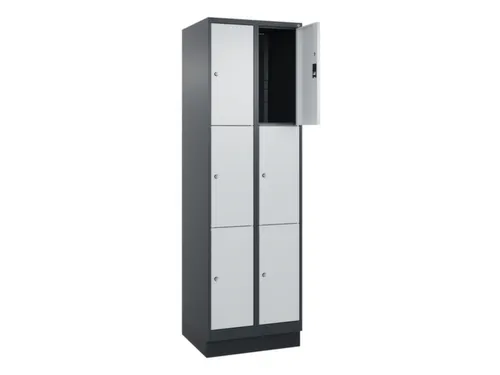 lockerkast,HxBxD 1950x600x500mm,2x3vakken,vak B 300mm,cil.-slot,sokkel