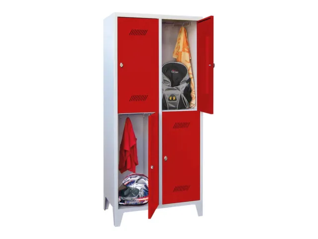 Armoire vestiaire à deux niveaux,RAL7035,face avant RAL3000