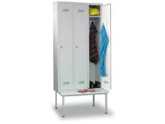 locker met bank,RAL 7035,HxBxD 2150x1200x500mm,3vak,vak B 400mm