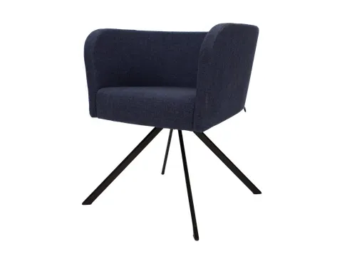 Vergaderstoel Calix met zwart vierpoot Stof Donkerblauw