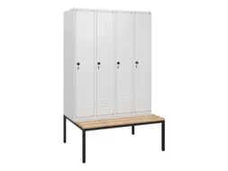 locker met bank,HxBxD 1950x1200x815mm,4vak,vak B 300mm,draaigrendel