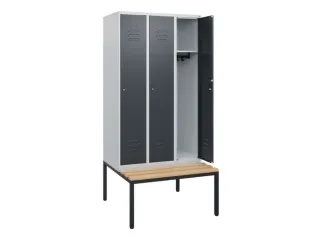 locker met bank,HxBxD 1950x900x815mm,3vak,vak B 300mm,cil.-slot - 2