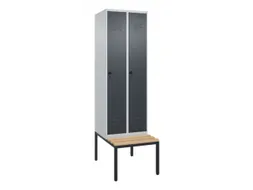 locker met bank,HxBxD 2120x600x815mm,2vak,vak B 300mm,draaigrendel