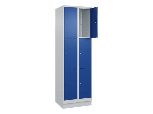 lockerkast,HxBxD 1950x600x500mm,2x3vakken,vak B 300mm,cil.-slot,sokkel