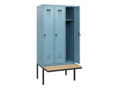 locker met bank,HxBxD 1950x900x815mm,3vak,vak B 300mm,draaigrendel