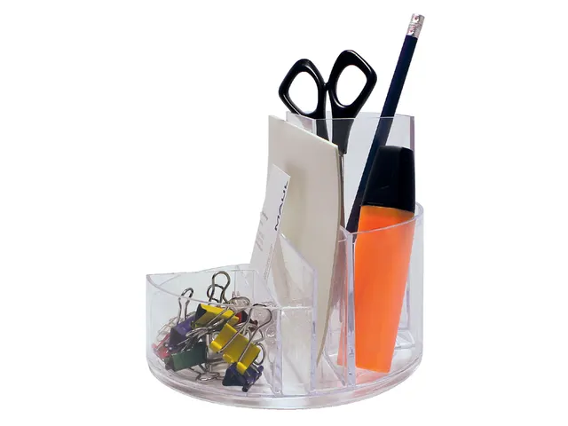 Pennenkoker MAUL roundbox 7 vakken Ø140x125mm transparant