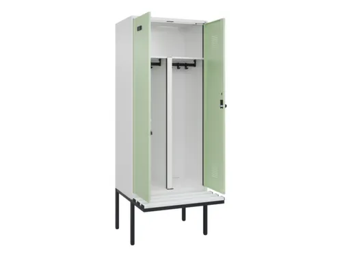 PBM-locker met bank,HxBxD 2120x800x815mm,2vak,vak B 400mm,draaigrendel