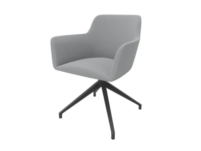 Bezoekersstoel Draaibaar Voetkruis Epoxypoedercoat Lichtgrijs