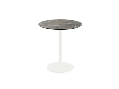 bistrotafel,HxØ 730x700mm,rond,schotelvoet wit,blad HPL Galaxy Marble
