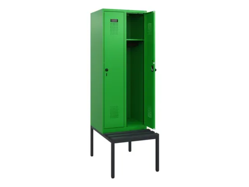 locker met bank,HxBxD 1950x600x815mm,2vak,vak B 300mm,draaigrendel