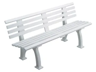 Kunststofbank 740x1500x380mm Zit H 440mm 9 Latten 2 Pootstellen Wit - 1