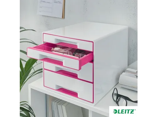 Ladenblok Leitz WOW Cube 4 laden wit/roze