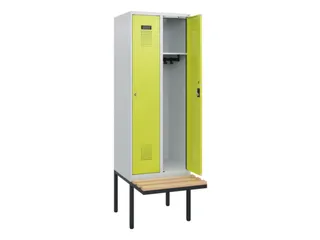 locker met bank,HxBxD 1950x600x815mm,2vak,vak B 300mm,cilinderslot - 1