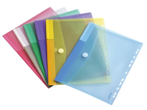 Enveloptas Djois Color Collection A4 horizontaal geperforeerd assorti