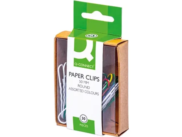Papierklem 50mm Geassorteerde Kleuren Doos 30 Stuks Ophangbaar