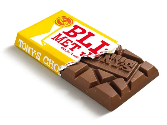 Chocolade Tony's Chocolonely reep 180gr melk noga "Blij met jou"