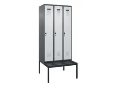 locker met bank,voor scheiding van kleding,HxBxD 2120x900x815mm,3vak
