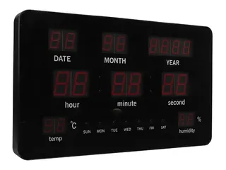 Digitale wandklok Zwart LED-display 37.5x25.5cm - 2