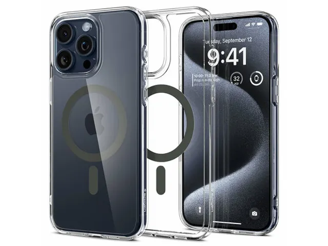 Spigen Ultra Hybrid MagSafe iPhone 15 Pro Max hoesje grijs