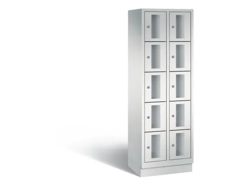 Lockerkast 1800x610x500mm 2x5 vakken Cilinderslot, Sokkel, RAL7035