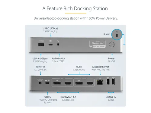 Dual 4k Universeel Laptop Docking Station USB-C USB 3.0
