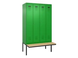 locker met bank,HxBxD 2120x1200x815mm,4vak,vak B 300mm,cilinderslot - 2