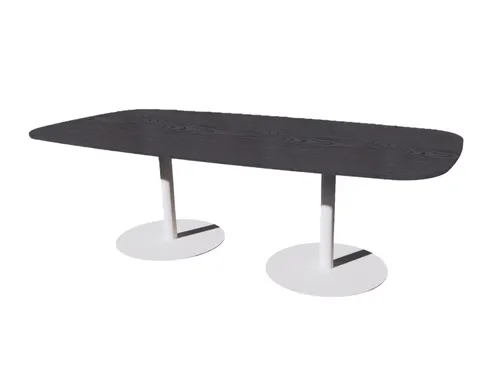 Linesto vergadertafel 240x120 deens ovaal houtprint schaduw 25mm wit