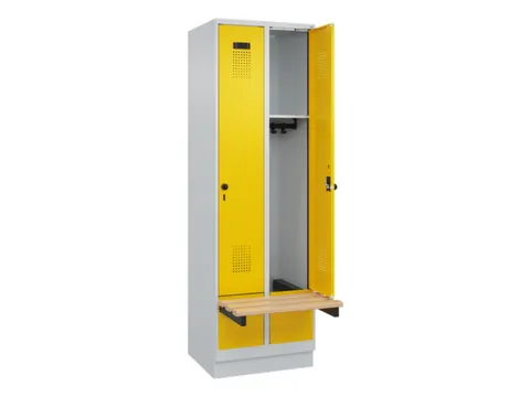 locker met bank,HxBxD 1950x600x815mm,2vak,vak B 300mm,draaigrendel