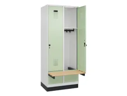 locker met bank,HxBxD 1950x800x815mm,2vak,vak B 400mm,draaigrendel