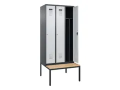 locker met bank,voor scheiding van kleding,HxBxD 2120x900x815mm,3vak