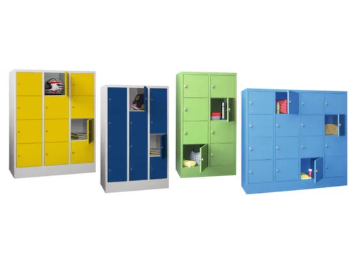 lockerkast,HxBxD 855x600x500mm,2x2vakken,RAL7035,front RAL3000