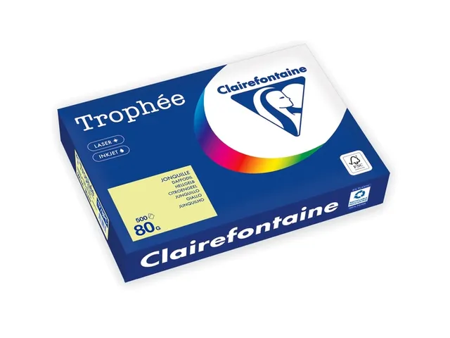 Kopieerpapier Trophee A4 80 gram citroengeel 500 vel