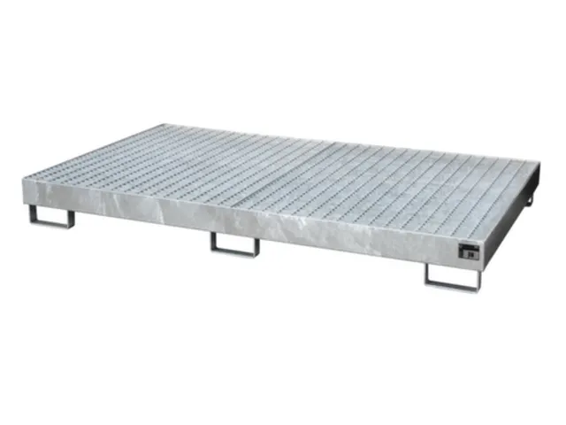 stellingopvangbak,opvangvol. 240l,HxBxD 225x2150x1300mm,m. rooster