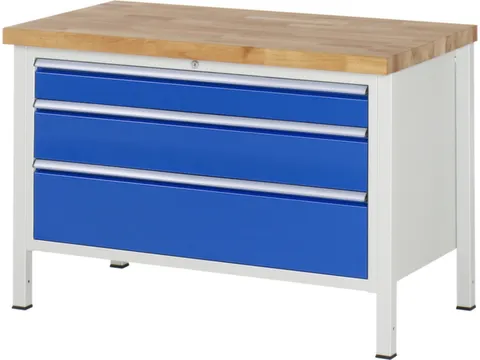 werkbank,HxBxD 840-1040x1250x700mm,beukblad,draagverm. 1250kg,4voeten