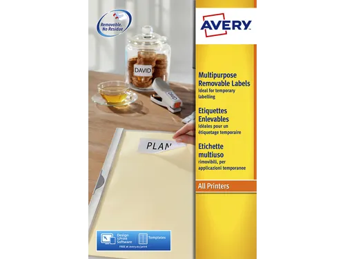 Etiket Avery L4737rev-25 63.5x29.6mm Afneembaar Wit 675 Stuks