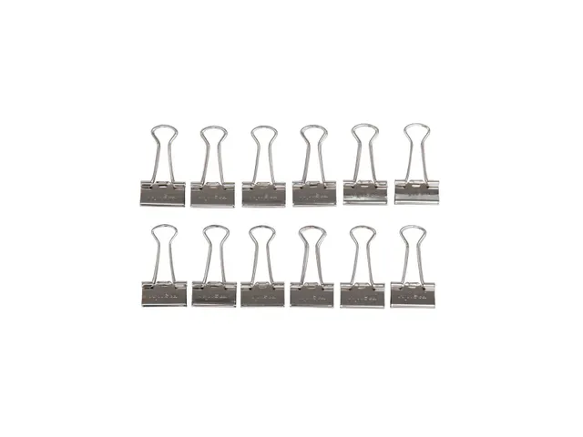 Papierklem Foldback mauly 214 Zilver 19mm 12 Stuks