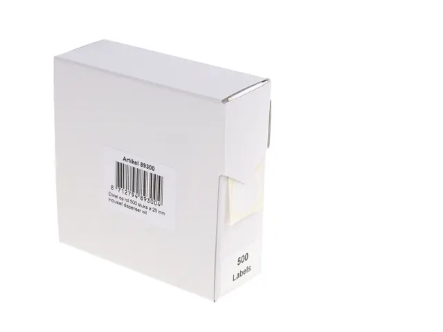 Etiquette sur rouleau 25mm blanc + dévidoir 500 pièces