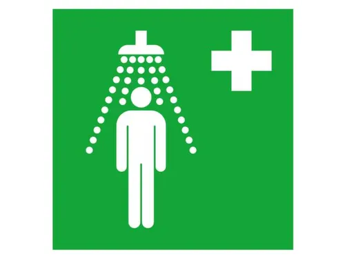 EHBO-bord,nooddouche,sticker,folie,lang nalichtend,HxB 150x150mm