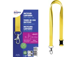 Lanyard Avery rPET geel 440x15mm met karabijnhaak 10 stuks