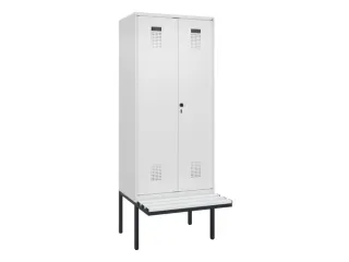 PBM-locker met bank,HxBxD 2120x800x815mm,2vak,vak B 400mm,draaigrendel - 2