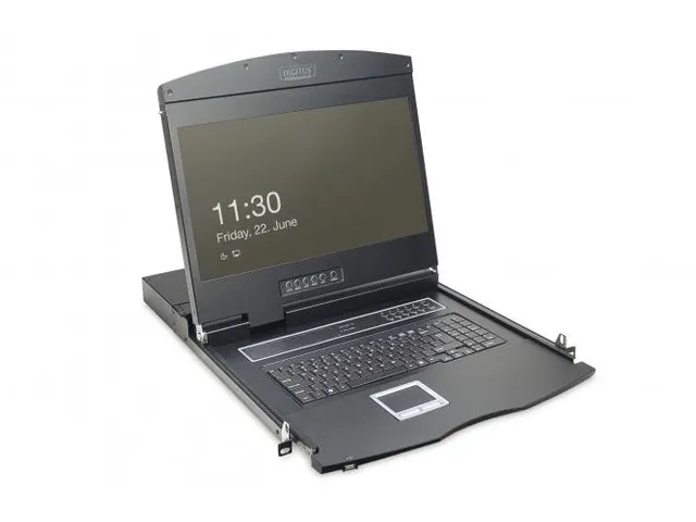 19 inch LCD KVM-console 1-poorts VGA Turks toetsenbord Zwart
