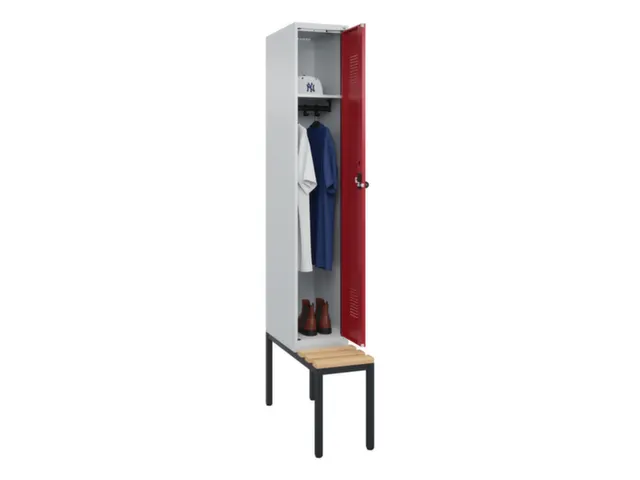 locker met bank,HxBxD 2120x300x815mm,1vak,vak B 300mm,draaigrendel