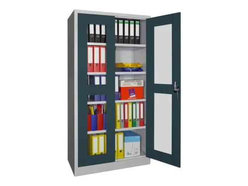 Vitrinekast Hxbxd 1950x1000x500mm Draaideuren Ral7035 Front Ral7016