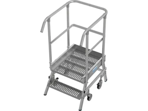 bordestrap,verrijdbaar,bordes H 0,5m,2treden m. R13-laag,aluminium