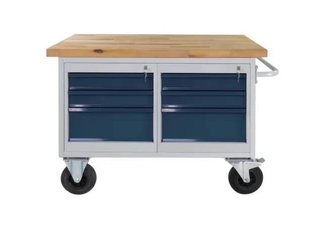 werkbank,verrijdbaar,HxBxD 840x1300x600mm,beukblad,draagverm. 500kg