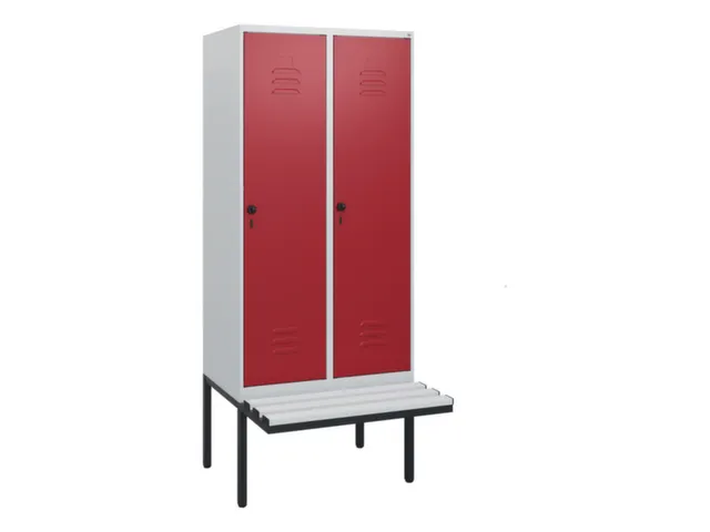 locker met bank,HxBxD 1950x800x815mm,2vak,vak B 400mm,draaigrendel