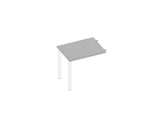 aanbouwtafel,v. 4voeten,HxBxD 730x800x600mm,blad grijs,2voeten wit - 1
