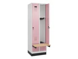 locker met bank,HxBxD 1950x600x815mm,2vak,vak B 300mm,draaigrendel