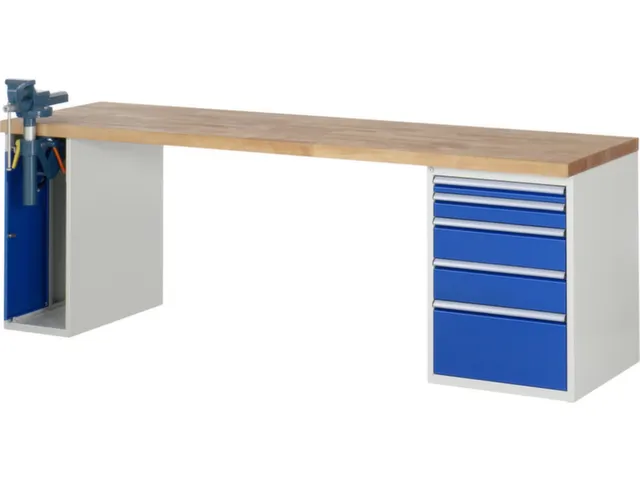 werkbank,HxBxD 890x2500x700mm,beukblad,draagverm. 750kg,2containers
