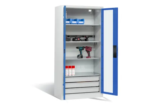 acculaadkast 1950x930x500mm 5stekkerdozen 230V cil.-slot front RAL5010